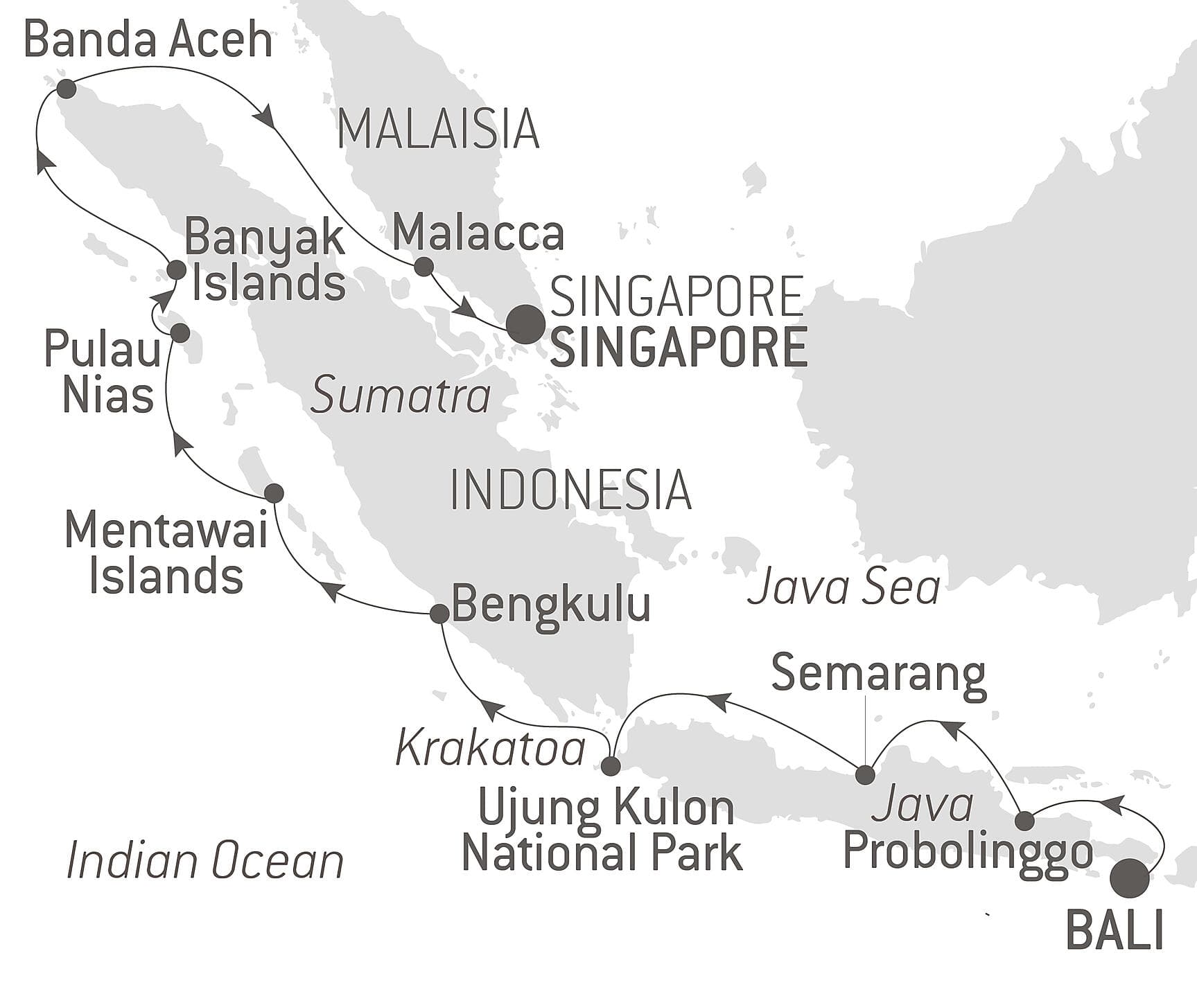 Islands, cities and volcanoes of Indonesia