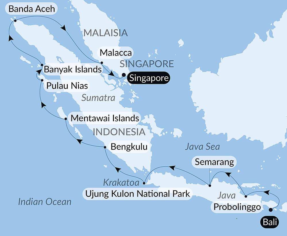 Islands, cities and volcanoes of Indonesia null